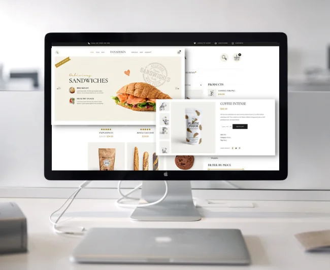 Ukážka e-shopu na WooCommerce zobrazeného na monitore